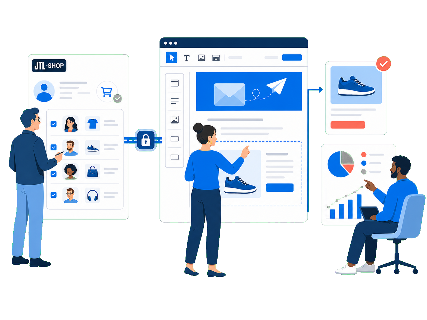 JTL-Shop, lesender Connector und Newslettergestaltung als verbundener Prozess