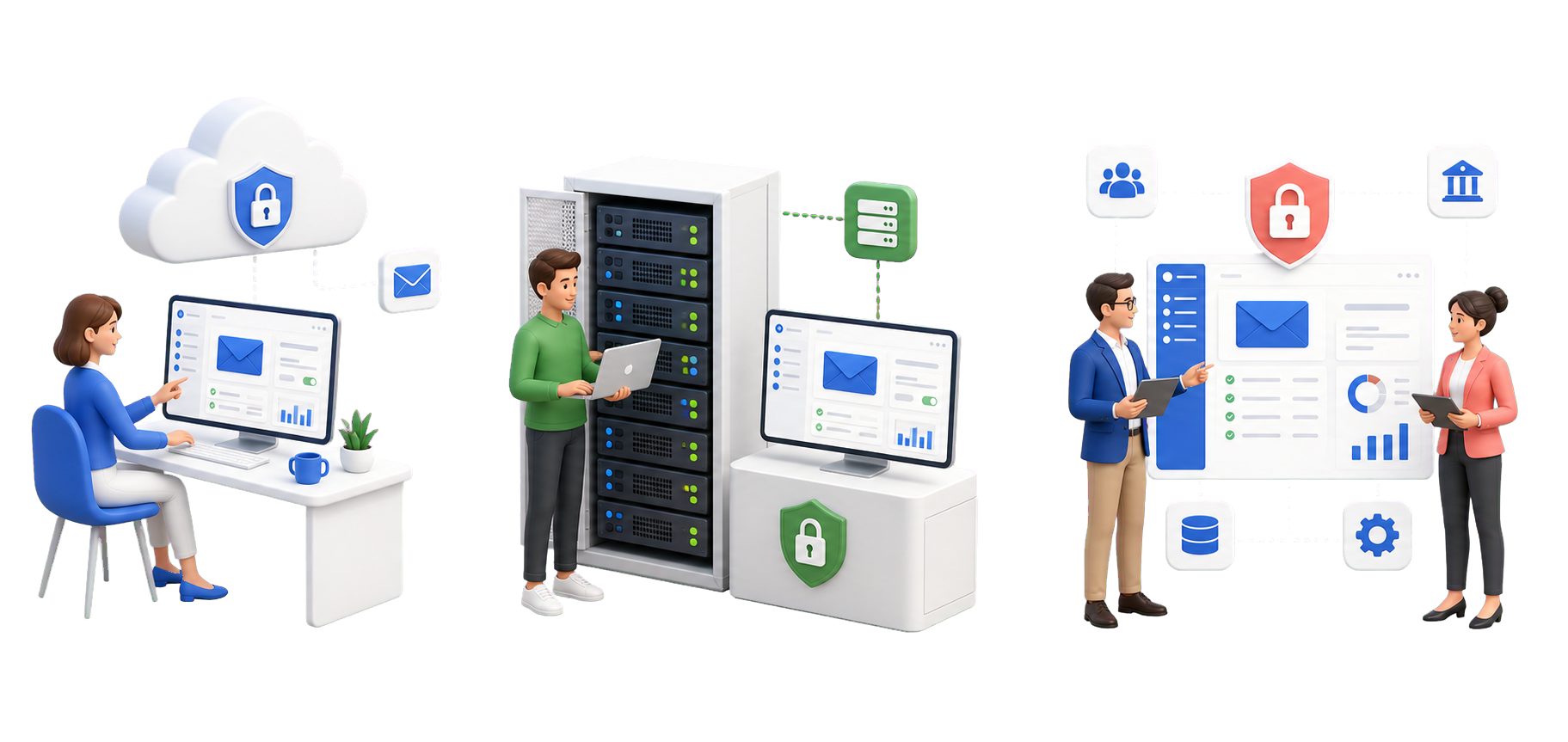 Illustration der Betriebsmodelle Cloud und Self-Hosted
