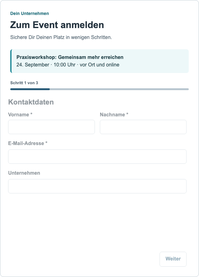 Mehrseitiges Formular mit Fortschrittsanzeige